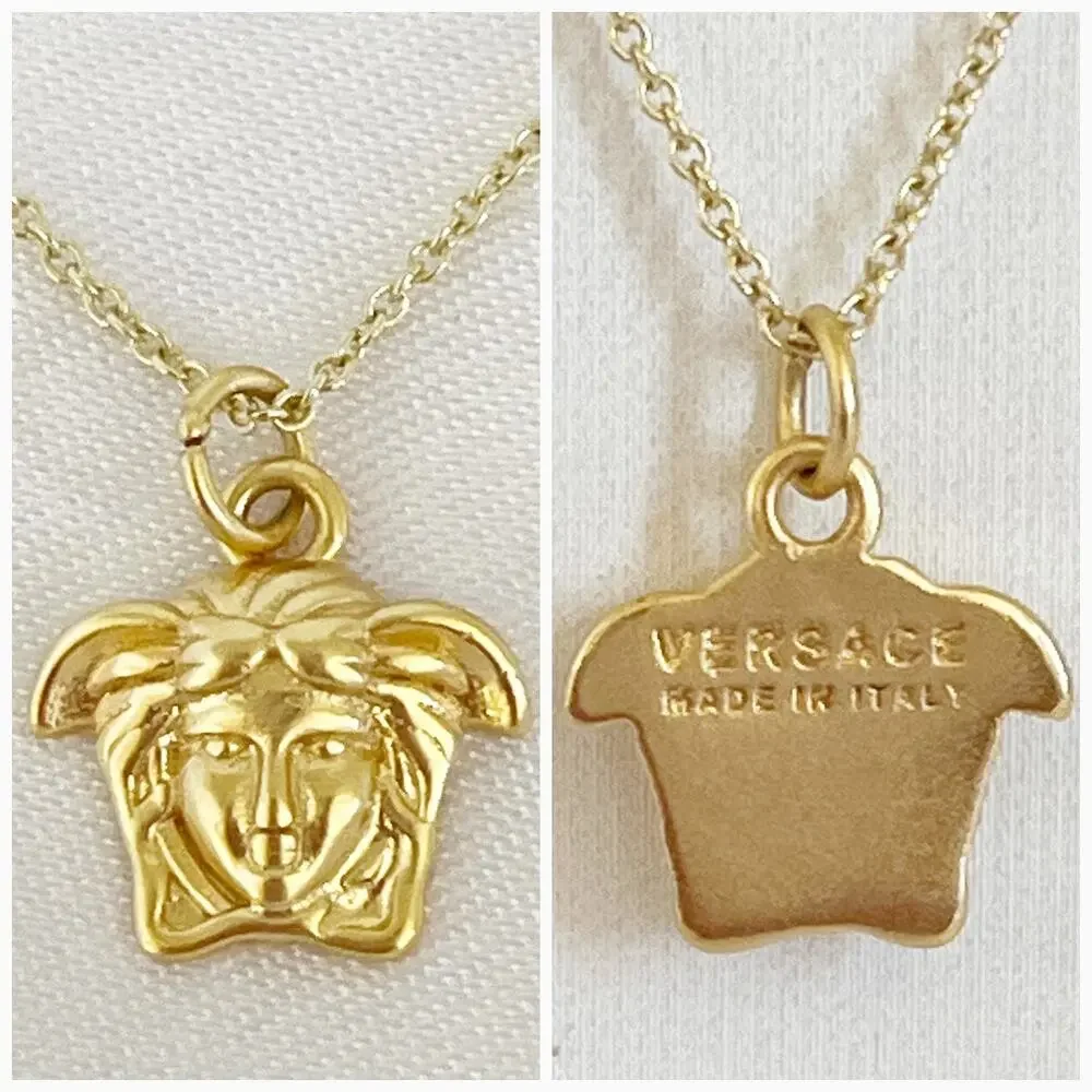 VERSACE Mini Medusa Head Zipper Pull Pendant Necklace Gold Tone - Picture 5 of 8